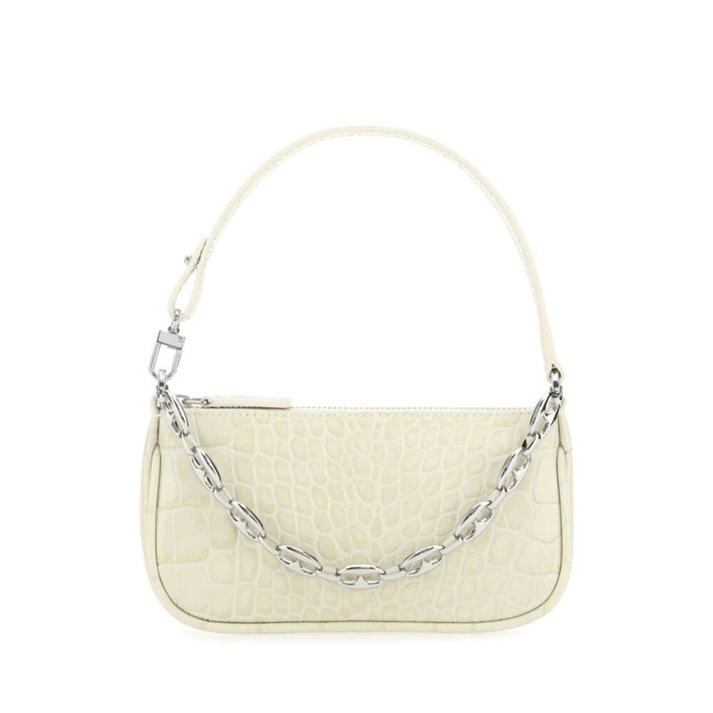 By Far Women Ivory Leather Mini Rachel Handbag